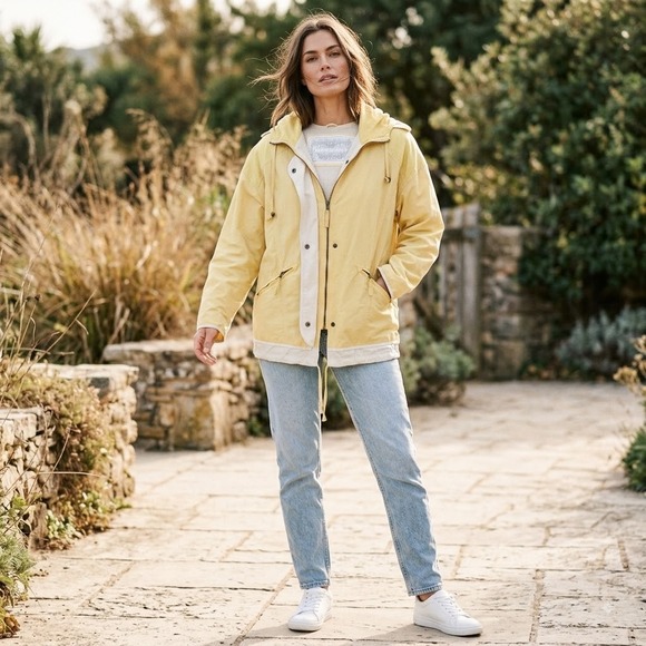 J.L. Colebrook Jackets & Blazers - J.L. Colebrook Women's M Yellow Hooded Utility Jacket Mixed Media Gorpcore